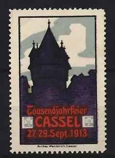 Reklamemarke Cassel, Tausendjahrfeier 1913, Burgsilhouette