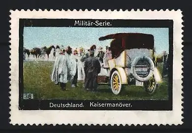 Reklamemarke Deutschland, Kaisermanöver, Automobil bei Militärübung