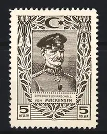 Reklamemarke Generalfeldmarschall von Mackensen, Porträt und Eichenlaub