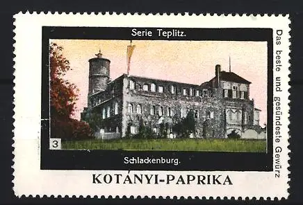 Reklamemarke Schlackenburg, Serie Teplitz, Burgansicht