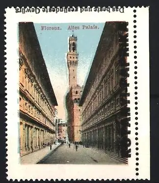 Reklamemarke Florenz, Altes Palais, Turm im Stadtzentrum