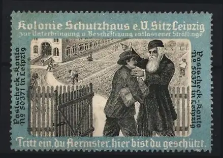 Reklamemarke Leipzig, Kolonie Schutzhaus e.V., zur Unterbringung entlassener Sträflinge