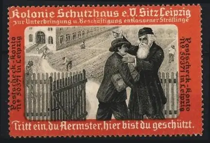 Reklamemarke Leipzig, Kolonie Schutzhause, Begrüssung am Eingangstor