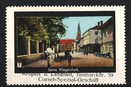 Reklamemarke Klagenfurt, Serie Klagenfurt, Strassenszene mit Kirchturm