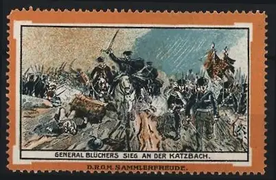 Reklamemarke General Blüchers Sieg an der Katzbach, Schlachtenszene