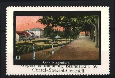 Reklamemarke Klagenfurt, Serie Klagenfurt, Parkansicht mit Bäumen und Weg