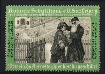 Reklamemarke Leipzig, Kolonie Schutzhaus e.V., Unterbringung entlassener Sträflinge