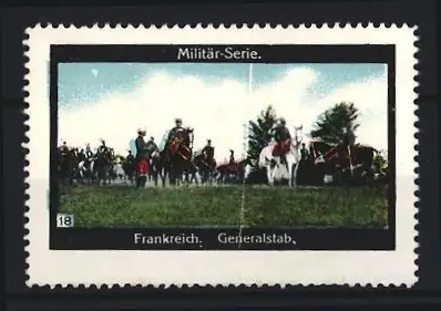 Reklamemarke Frankreich, Generalstab, Soldaten auf Pferden
