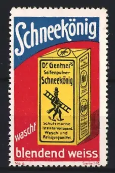 Reklamemarke Dr. Gentner`s Schneekönig, Seifenpulver, Schornsteinfeger-Symbol
