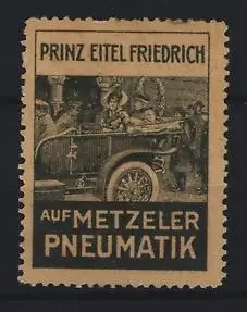 Reklamemarke Prinz Eitel Friedrich, Metzeler Pneumatik, Automobil