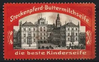 Reklamemarke Steckenpferd-Buttermilchseife, Schloss Coburg