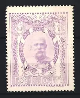 Reklamemarke Kaiser Franz Joseph I., 1830-1910, Porträt und Lorbeerkranz