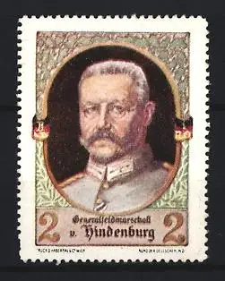 Reklamemarke Generalfeldmarschall v. Hindenburg, Porträt