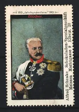 Reklamemarke Jahrhundertfeier 1913, Blücher in Uniform