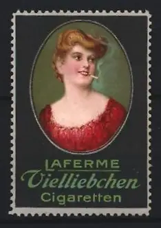 Reklamemarke Laferme Vielliebchen Cigaretten, Frau mit Zigarette
