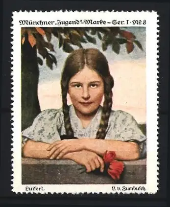 Reklamemarke Münchner Jugend-Marke, Luiserl von L. v. Zumbusch