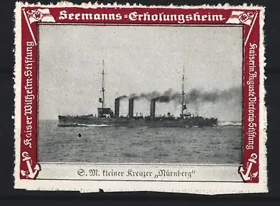 Reklamemarke Seemannserholungsheim, S.M. kleiner Kreuzer Nürnberg