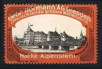 Reklamemarke Dresden, Gebr. Hörmann A. G., Deutschlands grösste Waffelfabrik