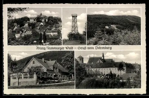 AK Iburg /Teutoburger Wald, Dörenberg-Aussichtsturm, Schloss, Ortsansicht