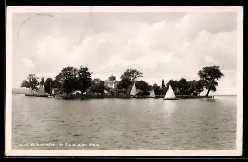 AK Wilhelmstein /Steinhuder Meer, Inselansicht mit Segelbooten