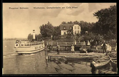AK Wuthenow /Ruppiner Schweiz, Dampferstelle am Cafe Alsen