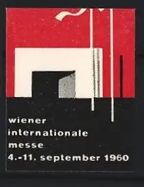 Reklamemarke Wien, Wiener Internationale Messe 1960, Rote und schwarze abstrakte Grafik