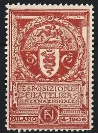 Reklamemarke Milano, Esposizione Filatelica Internazionale 1906, Wappen und Kranz