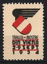 Reklamemarke Wien, Târgul de Mostre, Flügel und Wappen, 1934