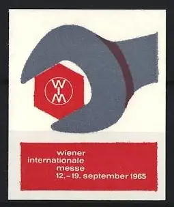 Reklamemarke Wien, Wiener Internationale Messe 1965, Hand mit Logo