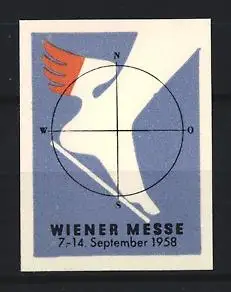 Reklamemarke Wien, Messe, 7-14. September 1958, geflügelter Fuss