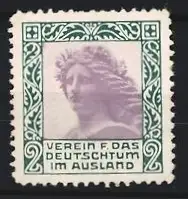 Reklamemarke Verein für das Deutschtum im Ausland, Frauenkopf mit Lorbeerkranz