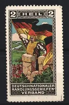 Reklamemarke Deutschnationaler Handlungsgehilfen-Verband, Mann mit Fahne
