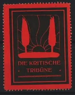 Reklamemarke Die Kritische Tribüne, Sonnenaufgang und Bäume
