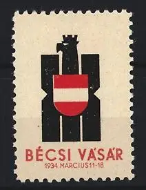 Reklamemarke Wien, Bécsi Vásár 1934, Adler mit Schild