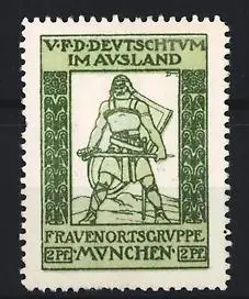 Reklamemarke München, V.F.D. Deutschtum im Ausland, Kriegerfigur