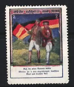 Reklamemarke Österreich, Bund der Deutschen in Niederösterreich, Männer mit Flaggen
