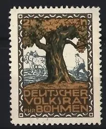 Reklamemarke Böhmen, Deutscher Volksrat für Böhmen, Baum und Pflüger
