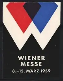 Reklamemarke Wien, Wiener Messe 8.-15. März 1959, W-Symbol in Rot, Weiss und Blau