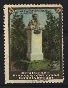 Reklamemarke Budapest, Deutscher Stenographenbund Gabelsberger, Markovits-Denkmal