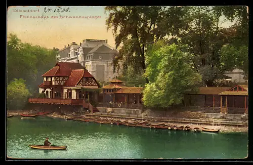 AK Düsseldorf, Fischerhaus am Schwanenspiegel