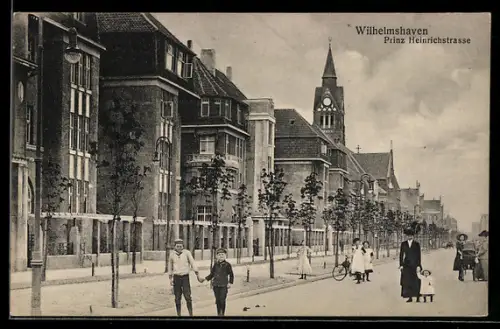 AK Wilhelmshaven, Prinz Heinrichstrasse mit Kirche