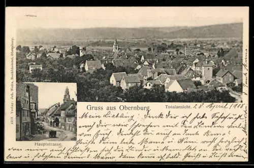 AK Obernburg, Totalansicht, Hauptstrasse