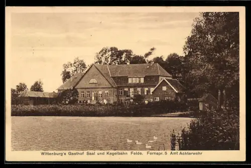 AK Felde bei Achterwehr, Wittenburg`s Gasthof, Saal und Kegelbahn