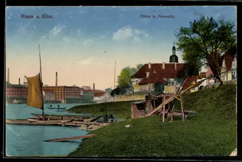 AK Riesa, Fähre in Promnitz
