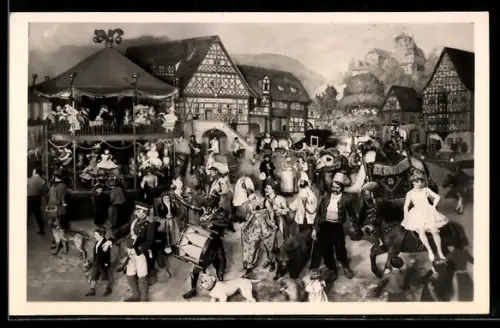 AK Sonneberg, Deutsches Spielzeugmuseum, Thüringer Kirmes wird mit Spielzeug nachgestellt