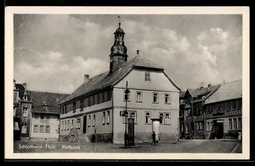 AK Schlotheim / Thür., Strassenpartie am Rathaus