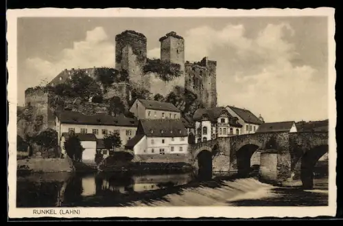 AK Runkel /Lahn, Burg mit Brücke