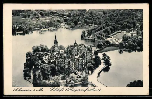 AK Schwerin i. M., Schloss, Fliegeraufnahme