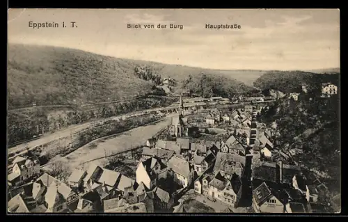 AK Eppstein i. T., Blick von der Burg auf die Hauptstrasse