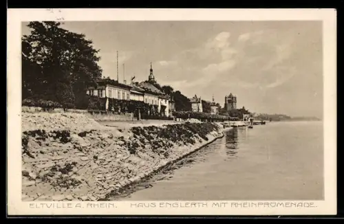 AK Eltville a. Rhein, Hotel Haus Englerth mit Rheinpromenade